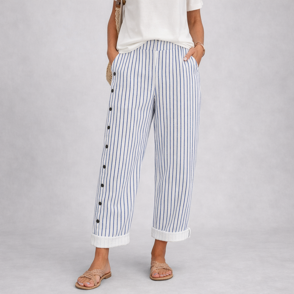 Caitlin | Stylish striped trousers with buttons