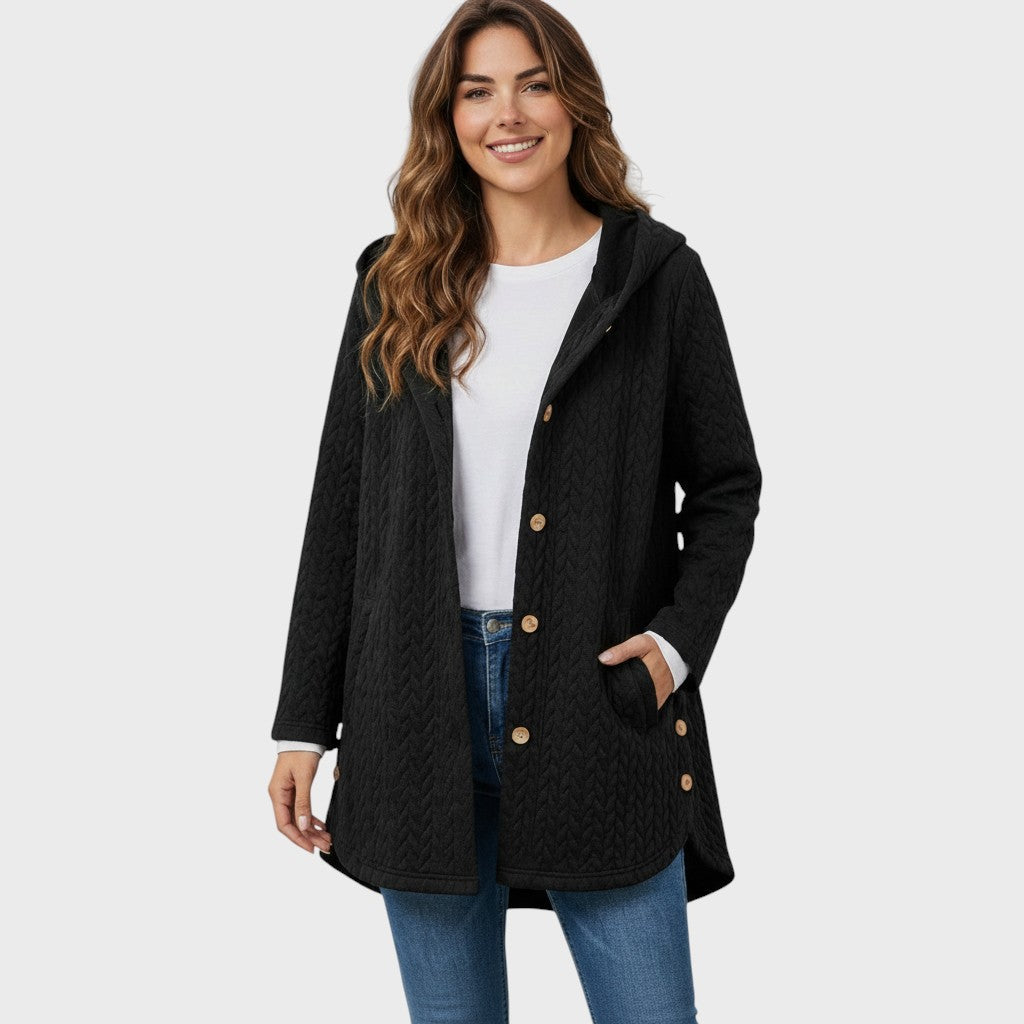 Klára | Textured hooded coat