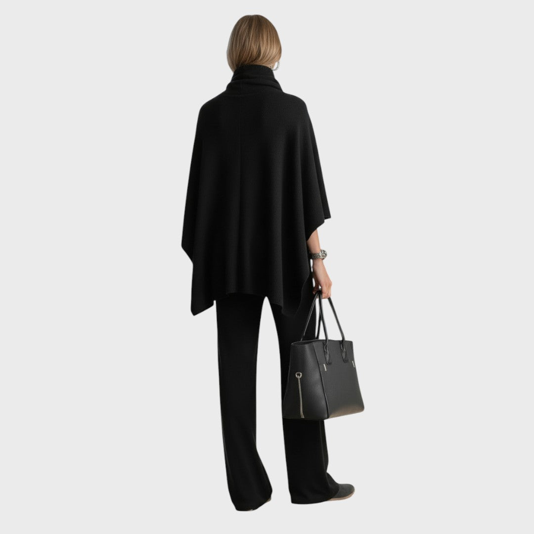 Elena | Knitted poncho and wide-leg trousers set