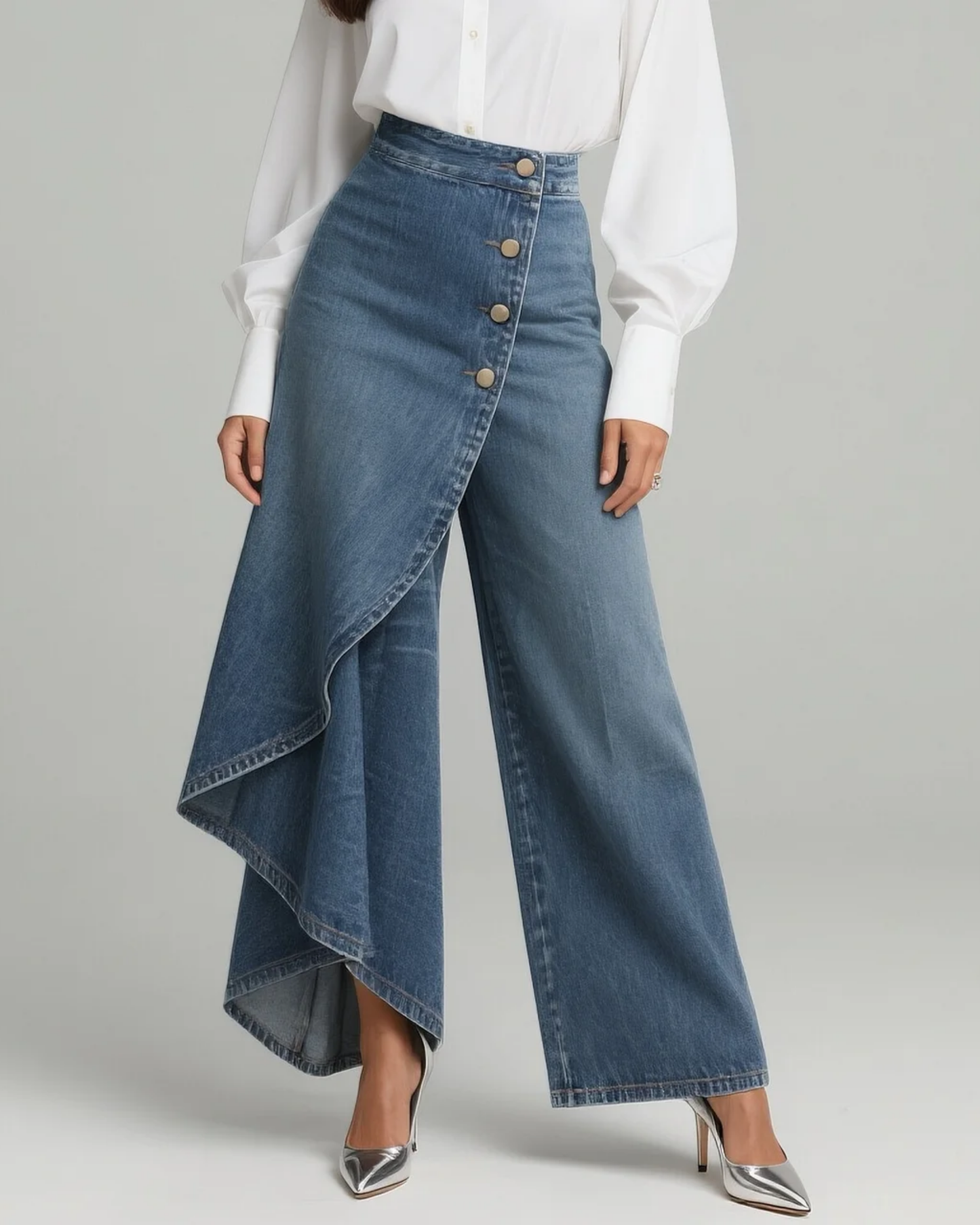 Abigail | Slim Fit Džínové Kalhoty s Překládaným Pasem