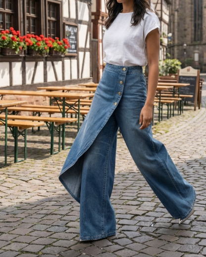 Abigail | Slim Fit Džínové Kalhoty s Překládaným Pasem