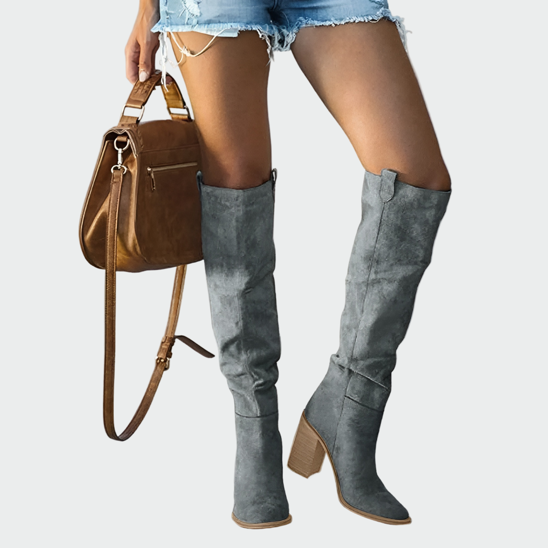 Knee-high leather orthopedic boots