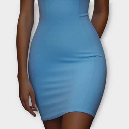 Maja - Blue elasticated bodycon mini dress