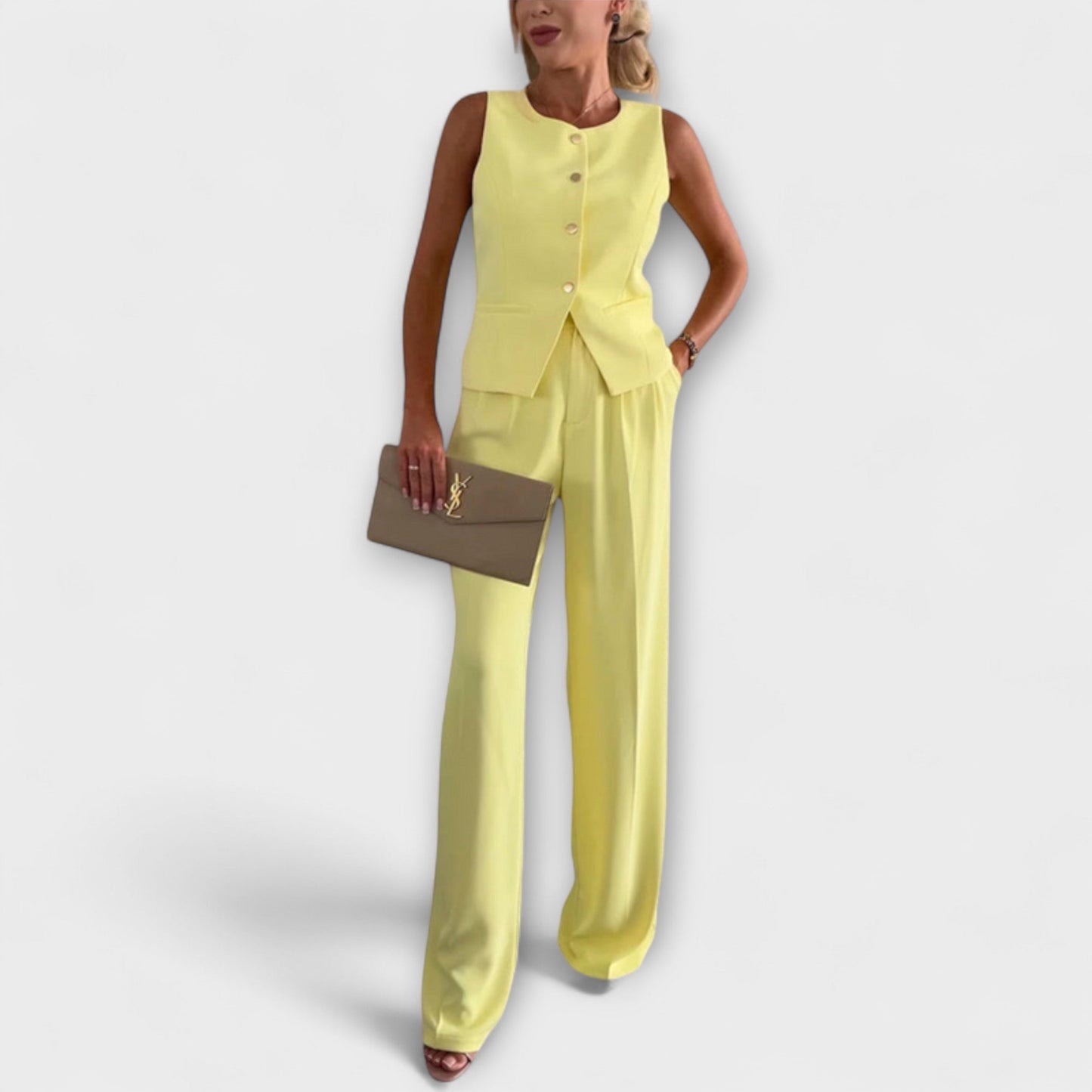 Wilhelmina - Elegantní bezramenný top a kalhoty