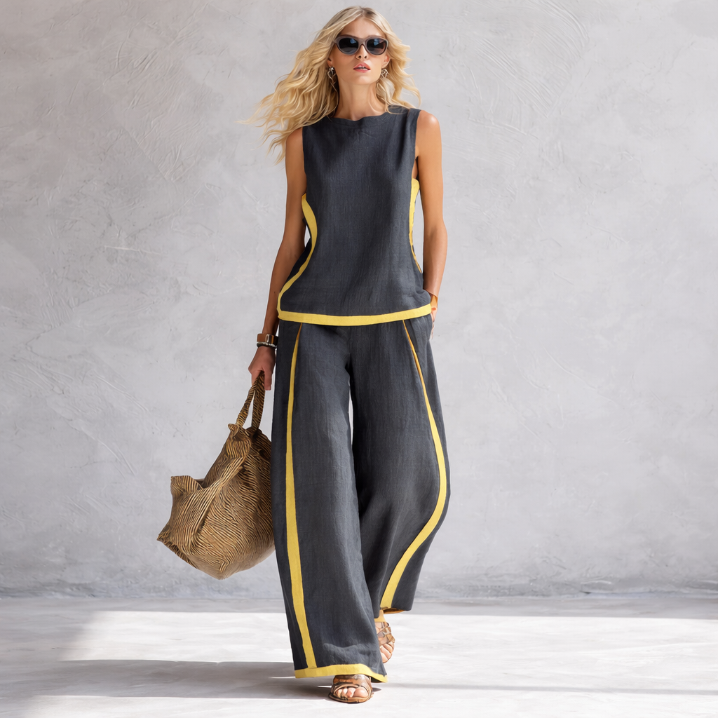 Leila | Elegantní Ležérní Set s Vestou a Kalhotami