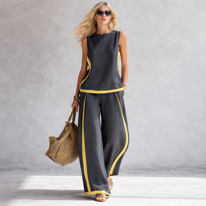 Leila | Elegantní Ležérní Set s Vestou a Kalhotami
