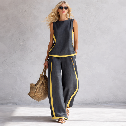 Leila | Elegantní Ležérní Set s Vestou a Kalhotami
