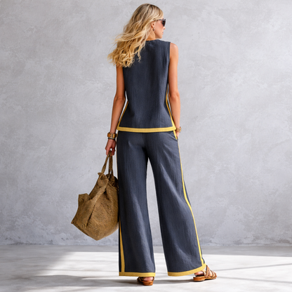 Leila | Elegantní Ležérní Set s Vestou a Kalhotami