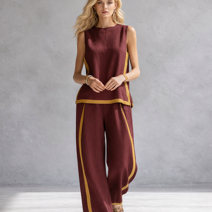 Leila | Elegantní Ležérní Set s Vestou a Kalhotami