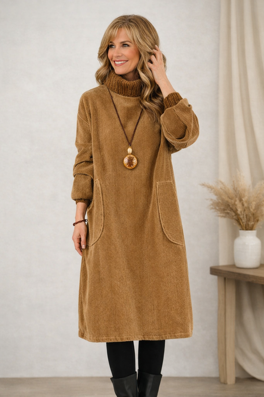 Veronika | Elegantní svetr midi šaty s rolákem