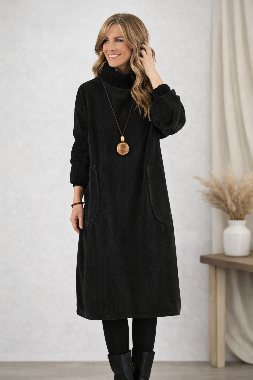 Veronika | Elegant Turtleneck Midi Sweater Dress