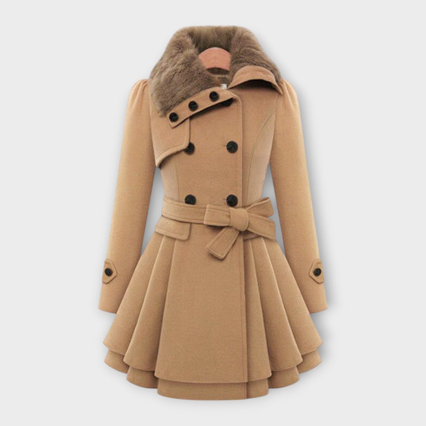 Emma - Elegant coat with a faux fur collar