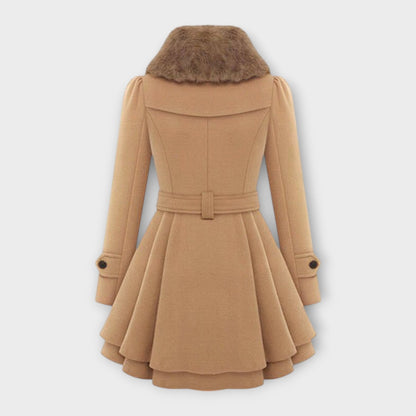 Emma - Elegant coat with a faux fur collar