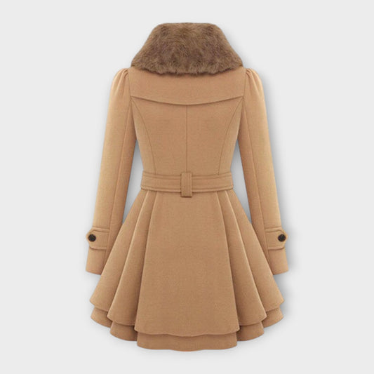 Emma - Elegantní kabát s umělým kožešinovým límcem