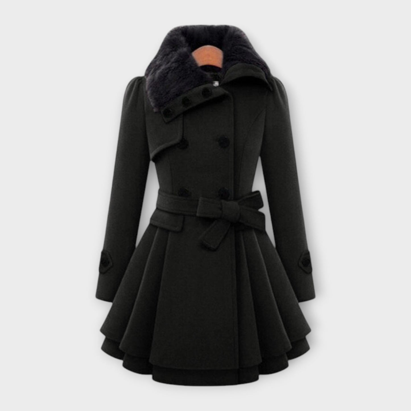 Emma - Elegant coat with a faux fur collar