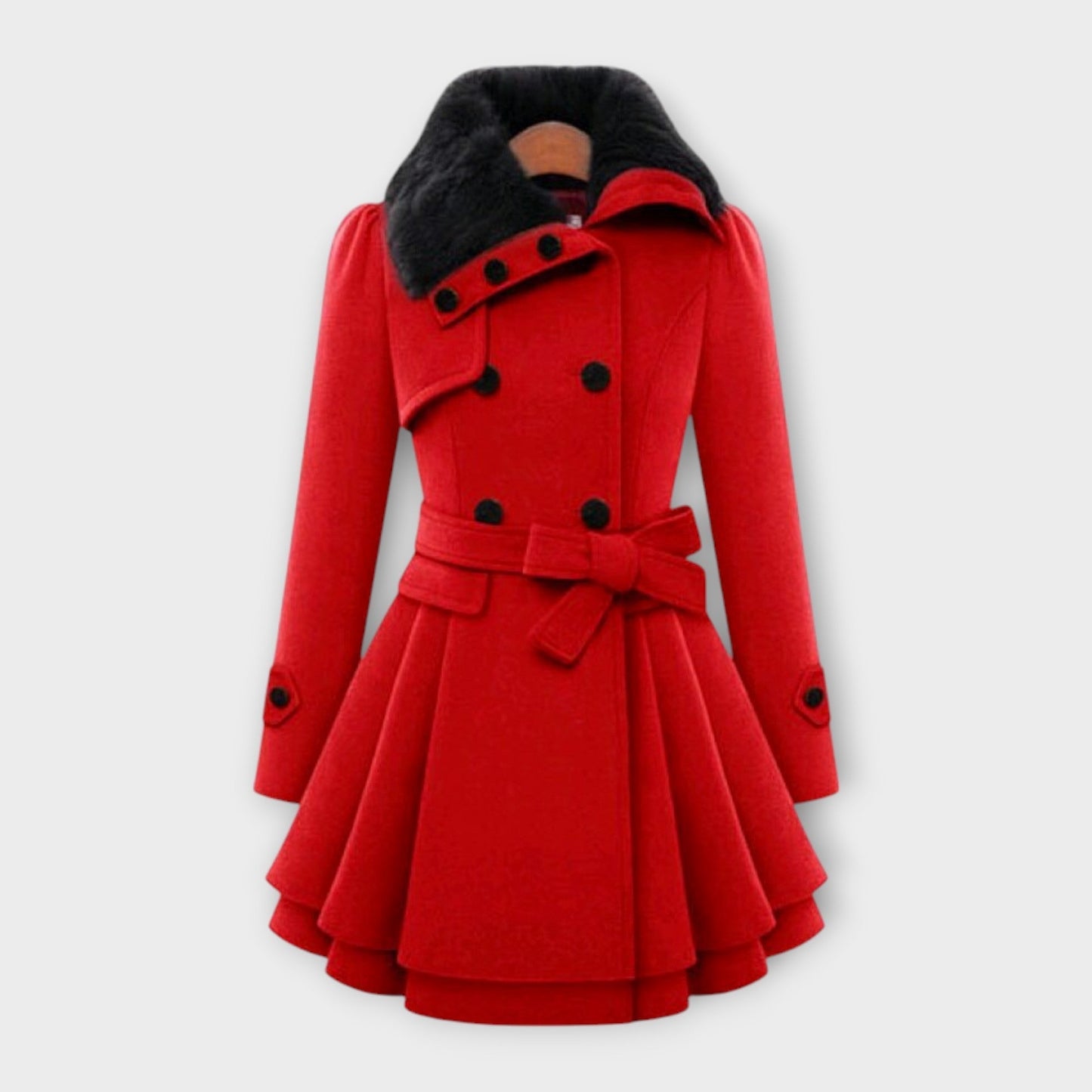 Emma - Elegant coat with a faux fur collar