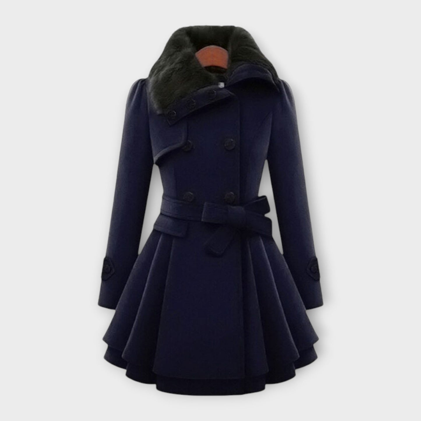 Emma - Elegant coat with a faux fur collar
