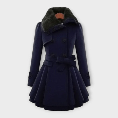 Emma - Elegant coat with a faux fur collar