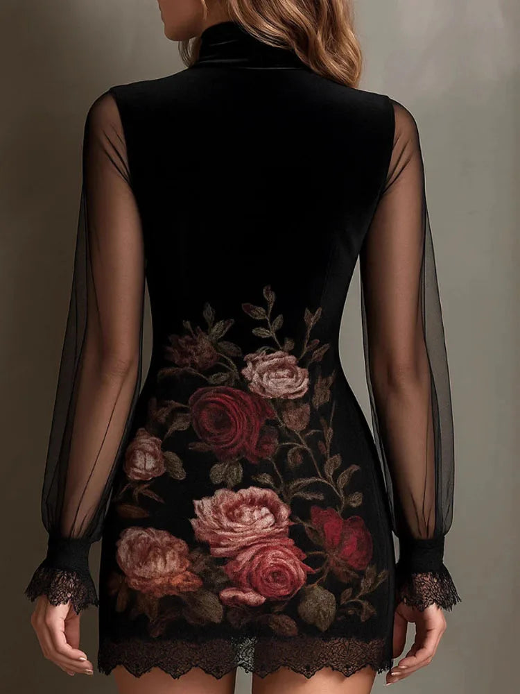 Darina | Velour dress with floral print