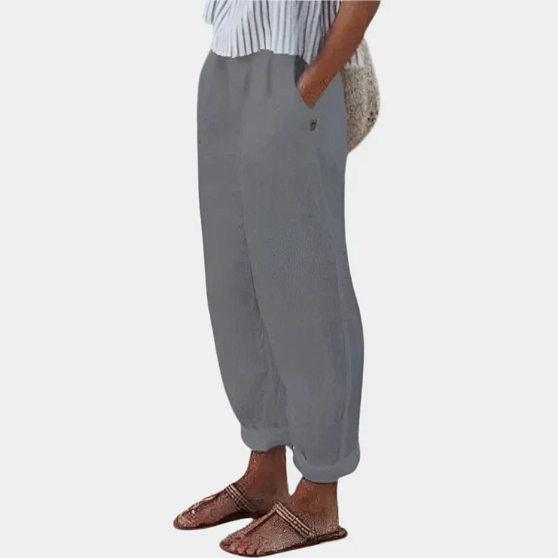 Anna Elegantní Lněné Kalhoty Kapsami UltralehkéPohodlí