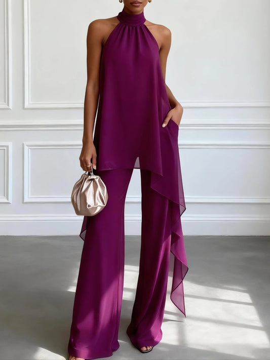 Viola | Elegantní Komplet s Halter Topem a Kalhotami