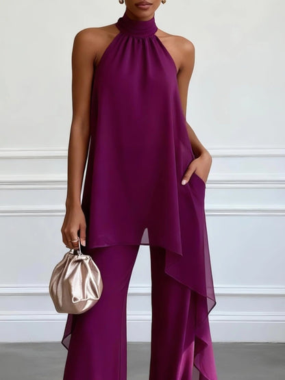 Viola | Elegantní Komplet s Halter Topem a Kalhotami