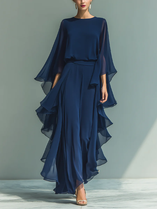 Aurora | Elegantní Komplet z Chiffonu s Volány