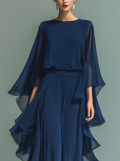 Aurora | Elegantní Komplet z Chiffonu s Volány