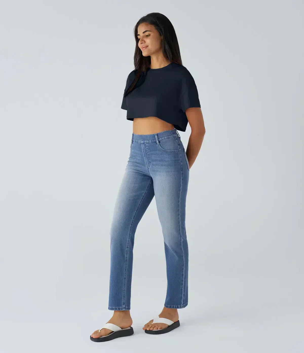 Karolína Elegant Elastic High-Waisted Comfortable Jeans