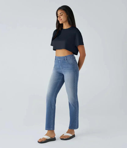Karolína Elegant Elastic High-Waisted Comfortable Jeans