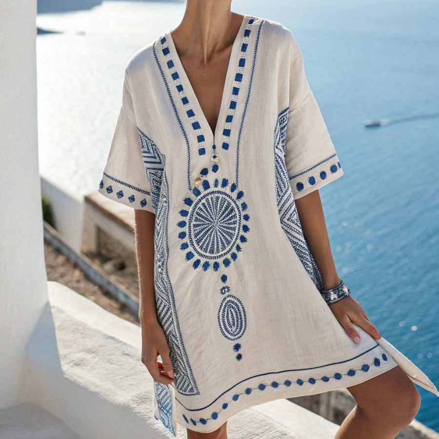 Tunika "Mélina" – Růže z Santorini Plážové Šaty