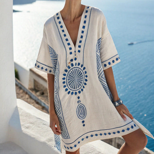 Tunika "Mélina" – Růže z Santorini Plážové Šaty