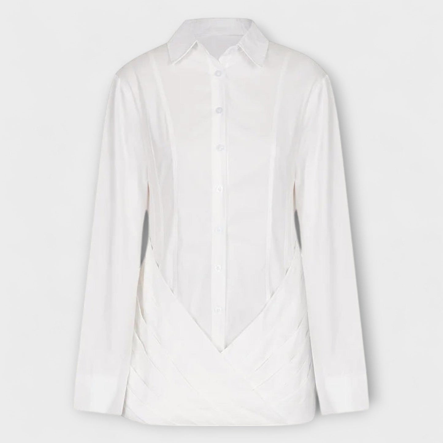 India - White pleated long-sleeved dress