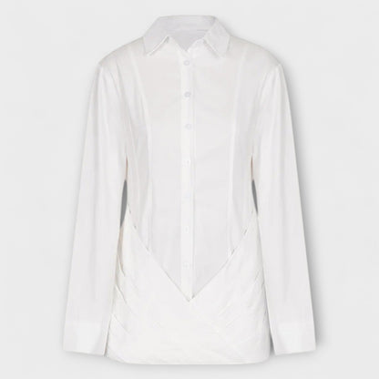 India - White pleated long-sleeved dress