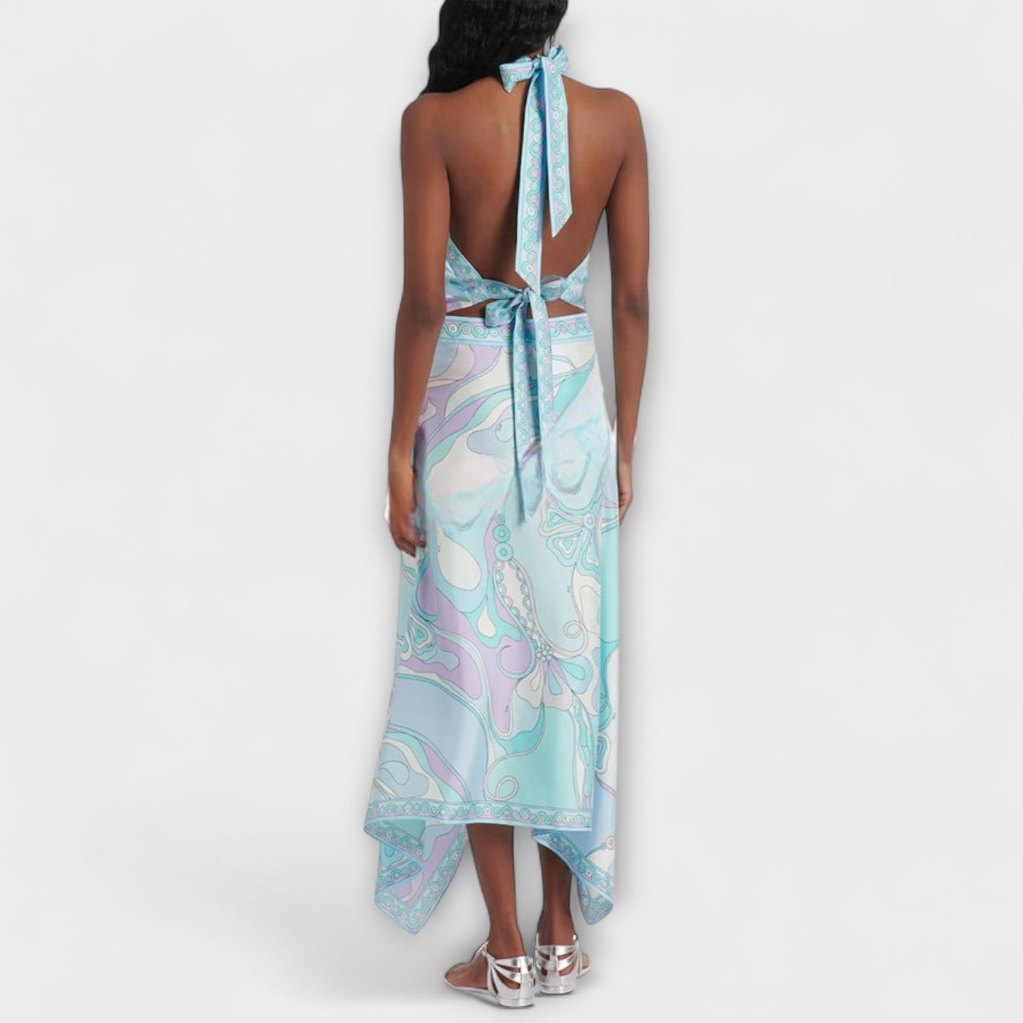 Everly - Sada halter topu a asymetrické midi sukně