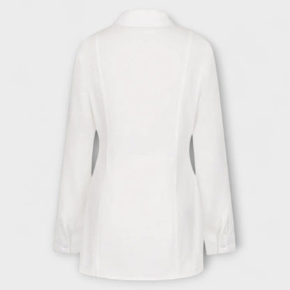 India - White pleated long-sleeved dress