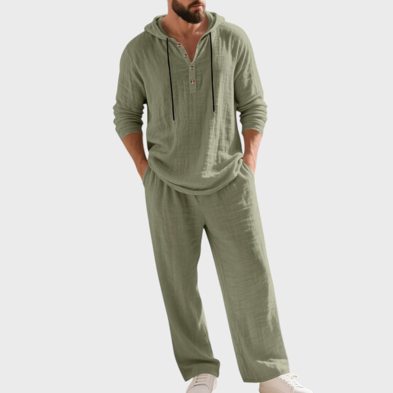 Milo | Pánský lněný set s kapucí
